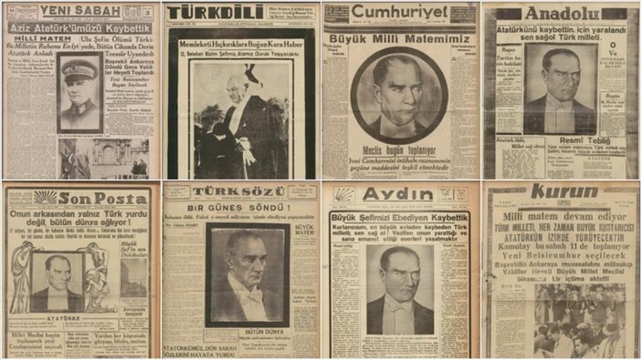 10 Kasım 1938 gazete manşetleri