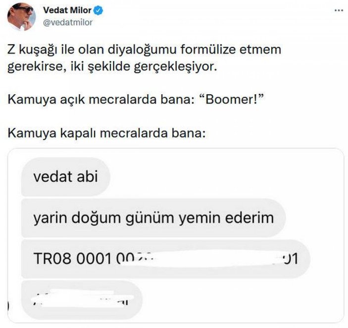 Vedat Milor'un Z kuşağı paylaşımı