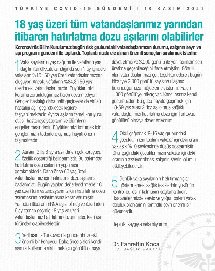 3. doz aşıda yeni karar: 18 yaş üstü 3. doz aşı olacak mı, ne zaman?