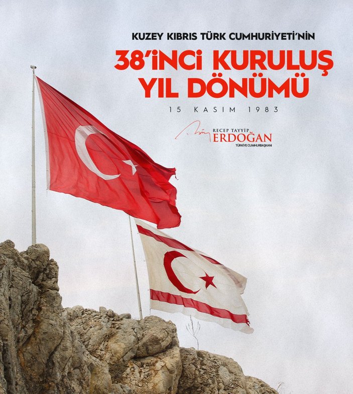 Cumhurbaşkanı Erdoğan'dan KKTC'nin kuruluş yıl dönümü mesajı