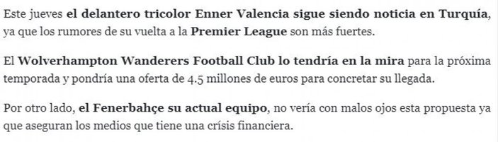 Enner Valencia'ya Premier Lig'den talip var