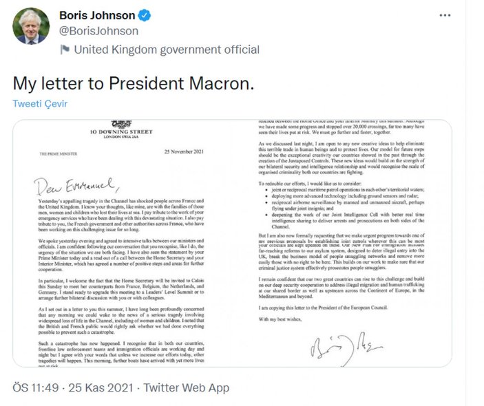 Emmanuel Macron, Boris Johnson'un 'göçmen' mektubuna yanıt verdi