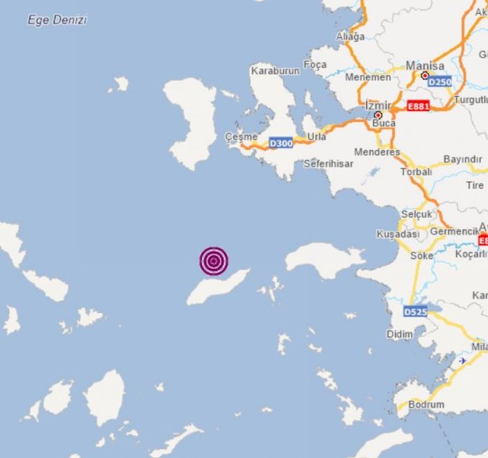 Ege Denizi'nde 5.1 büyüklüğünde deprem
