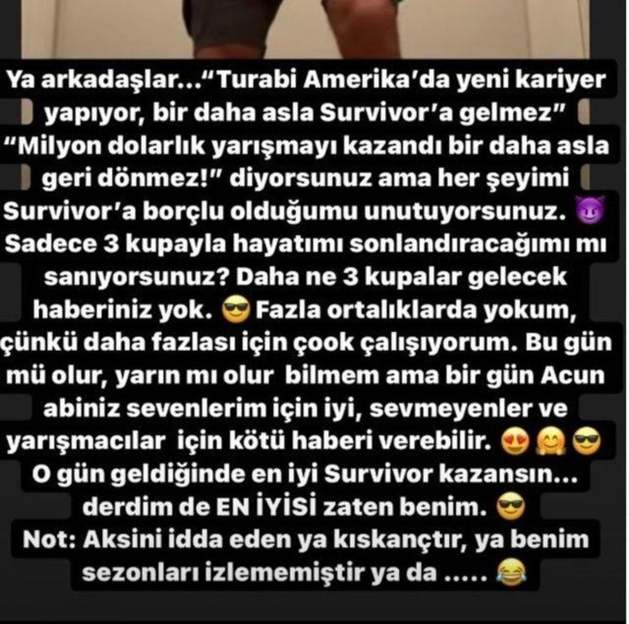 Turabi Çamkıran'dan olay Survivor All Star açıklaması! ''Acun abiniz...'' diyerek paylaştı