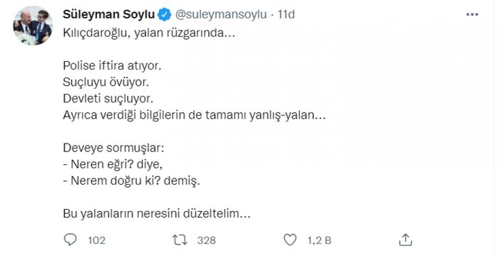 Süleyman Soylu: Kılıçdaroğlu yalan rüzgarında