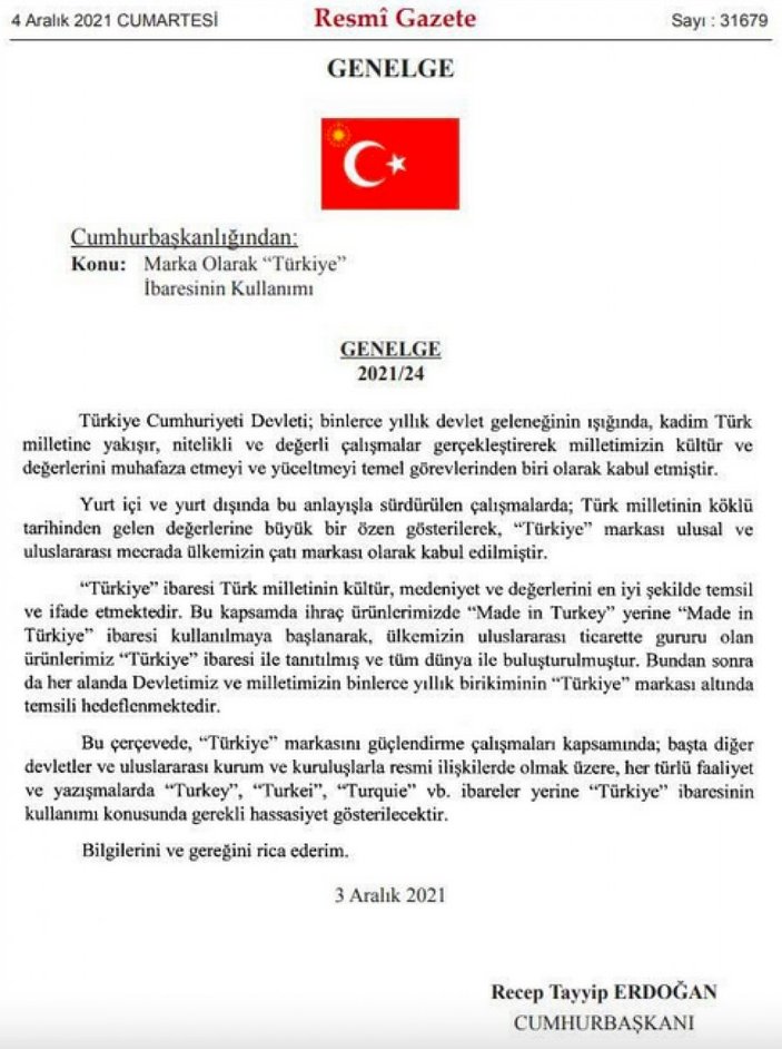 Made in Turkey ibaresi kaldırıldı