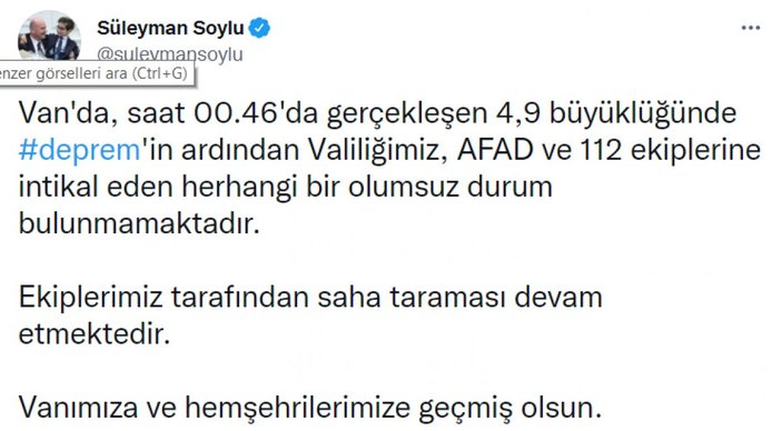 Süleyman Soylu, Van depremi hakkında açıklama yaptı