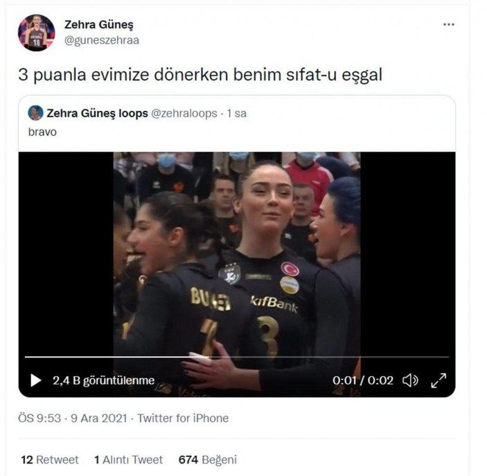 Milli voleybolcu Zehra Güneş de akıma uydu! İşte Zehra'nın 'sıfat-u eşgal'i