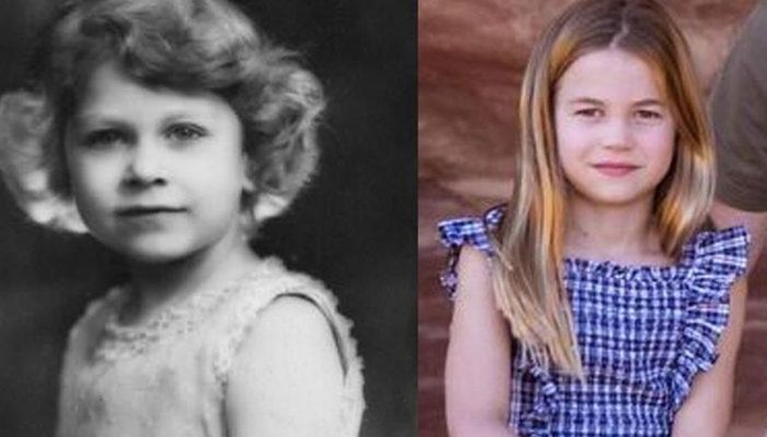 'Nenesini sollar' denilen Prenses Charlotte'un Kraliçe Elizabeth'e olan benzerliği