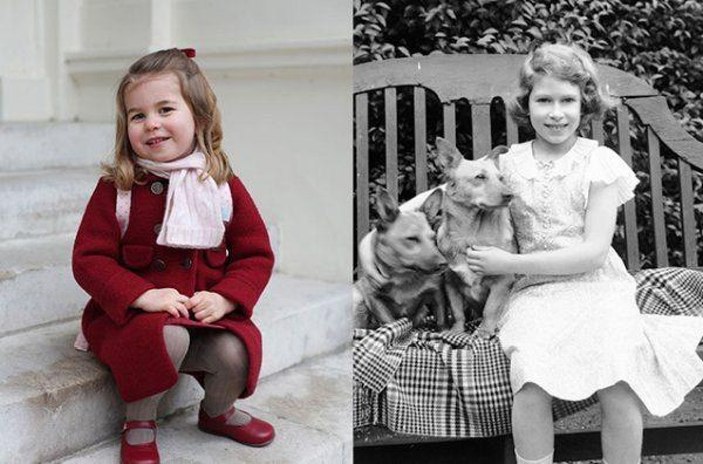 'Nenesini sollar' denilen Prenses Charlotte'un Kraliçe Elizabeth'e olan benzerliği