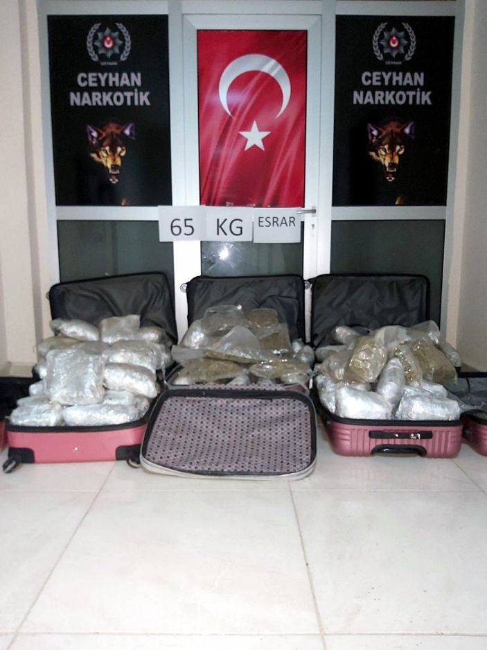 d Adana’da, 65 kilo esrar ele geçirildi