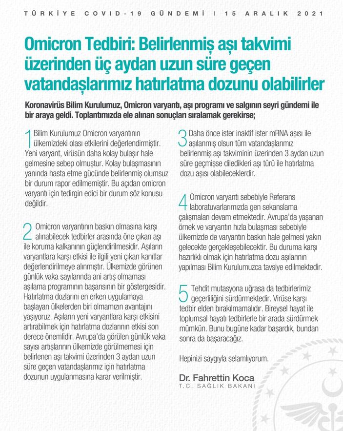 Fahrettin Koca'dan Bilim Kurulu sonrası açıklama