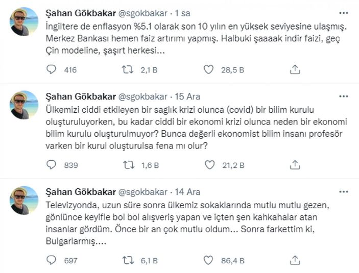 Şahan Gökbakar'dan ekonomi yorumu