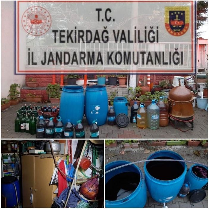 İ Tekirdağ'da 360 litre sahte içki ele geçirildi