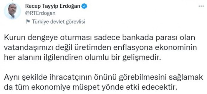 Cumhurbaşkanı Erdoğan'dan ekonomiye ilişkin açıklamalar