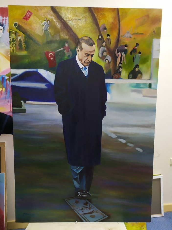 Suriyeli ressam Cumhurbaşkanı Erdoğan’ı resmetti