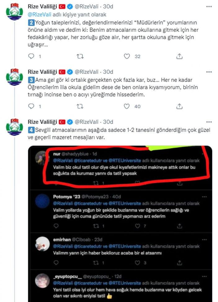 Rize Valiliği, samimi tatil duyurusuyla takdir topladı