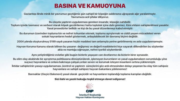 CHP'den sokak köpeklerinin toplatılmasına karşı açıklama