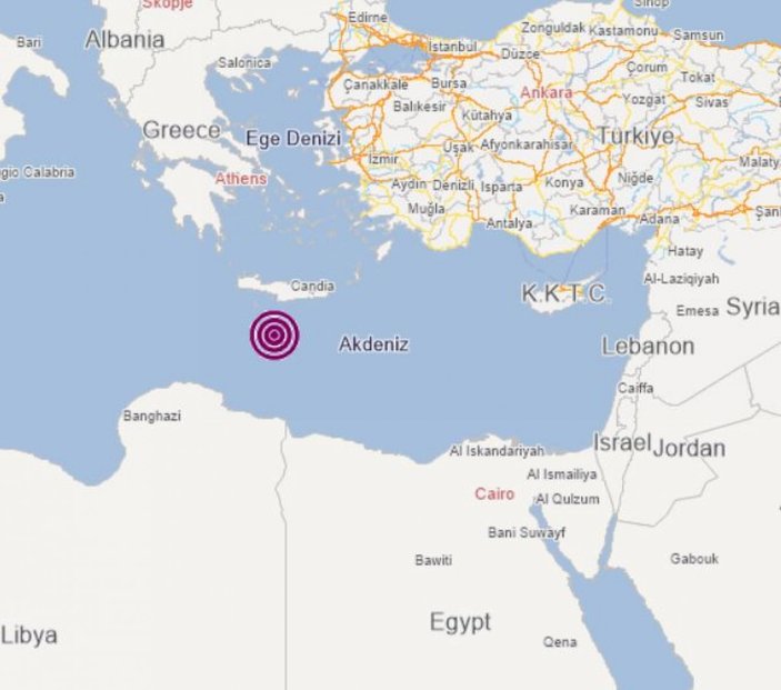 Akdeniz'de 5.5 büyüklüğünde deprem yaşandı