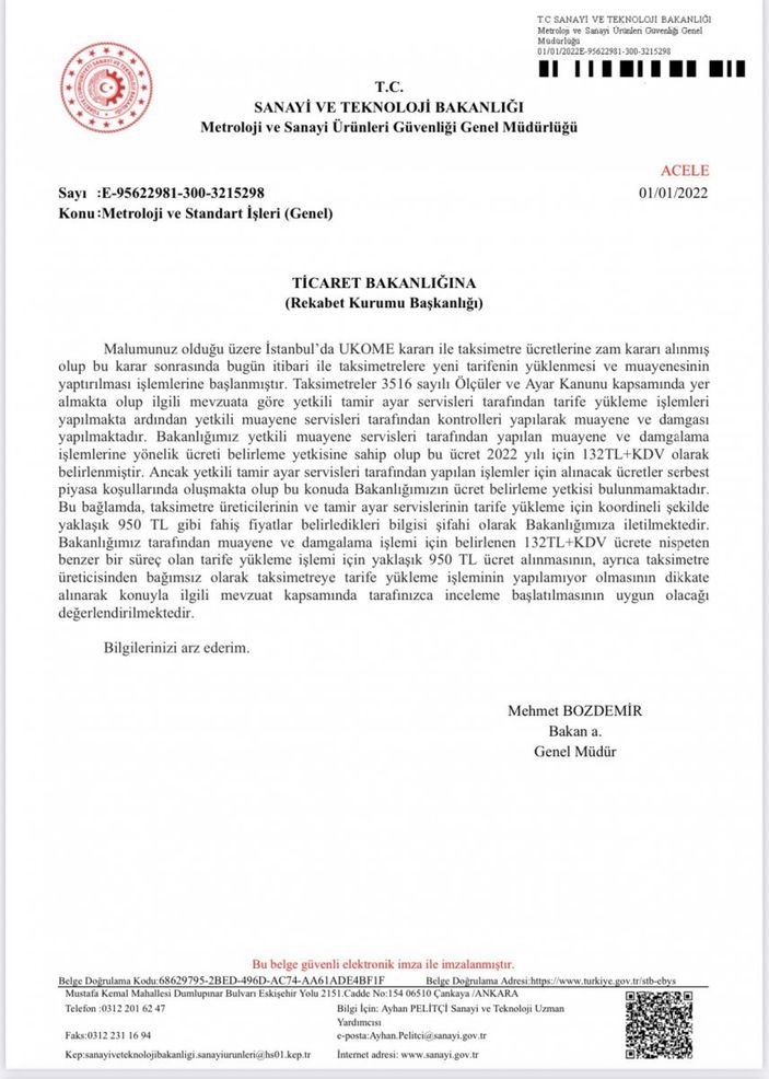 Bakanlık, taksilerde fahiş fiyat uygulandığı gerekçesiyle harekete geçti