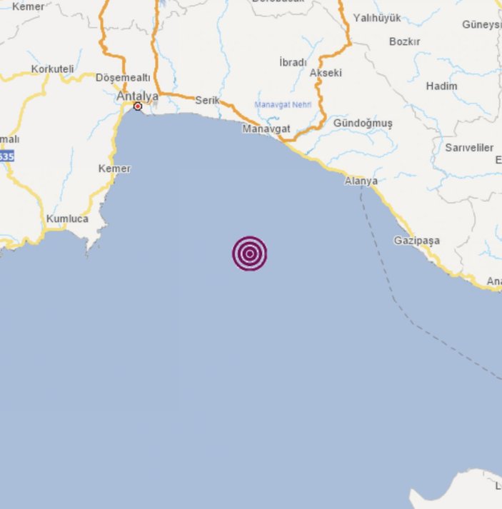Antalya açıklarında 5.3 büyüklüğünde deprem