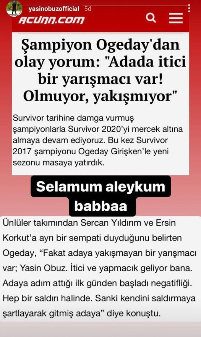 Survivor 2022 sert geçecek! Yasin Obuz, Ogeday Girişken'e meydan okudu