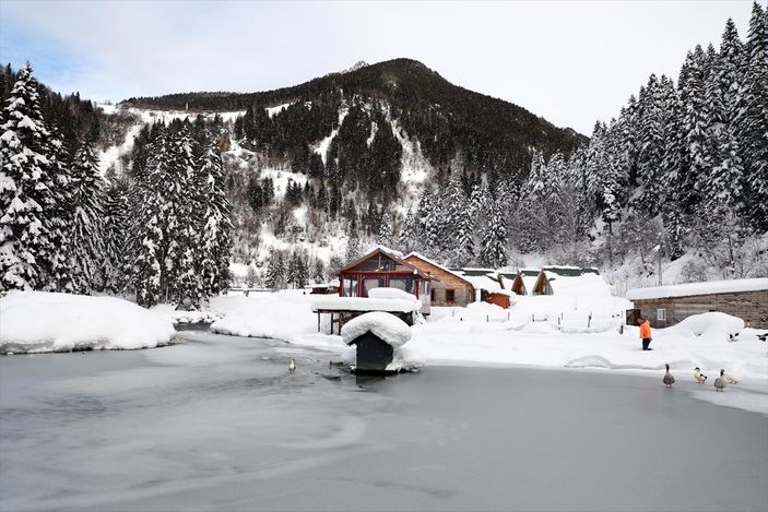 A Rize'de beyaza bürünen milli parkta görsel şölen