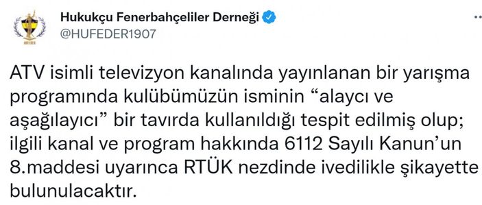 Fenerbahçeliler Derneği'nden Milyoner programına şikayet