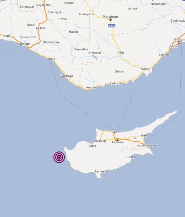 Kıbrıs açıklarında 6.4 büyüklüğünde deprem