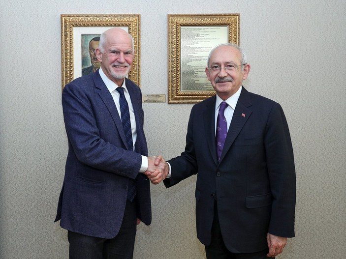 Kemal Kılıçdaroğlu, eski Yunanistan Başbakanı Papandreu'yu kabul etti