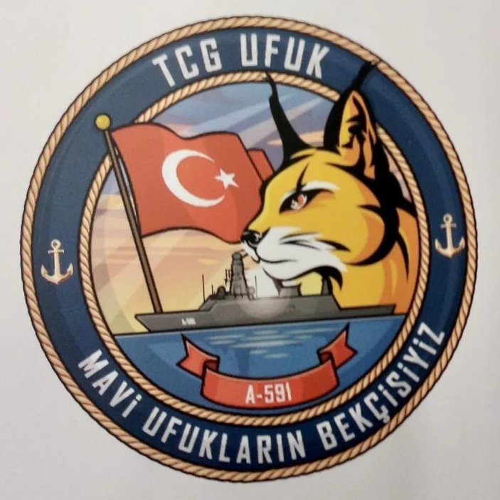 Donanmaya yeni katılan TCG Ufuk'un amblemi: Karakulak