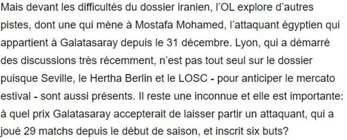 Lyon, Mostafa Mohamed'in peşinde