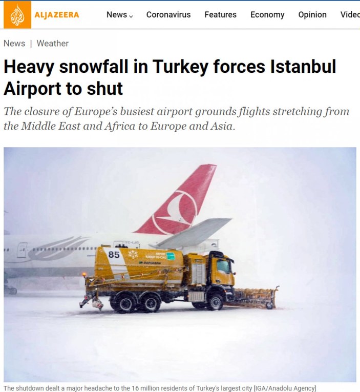 İstanbul'da kar yağışı dünya basınında