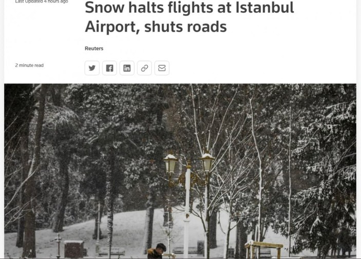 İstanbul'da kar yağışı dünya basınında