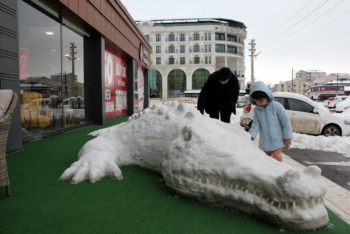 Sivas’ta kardan timsah yaptılar