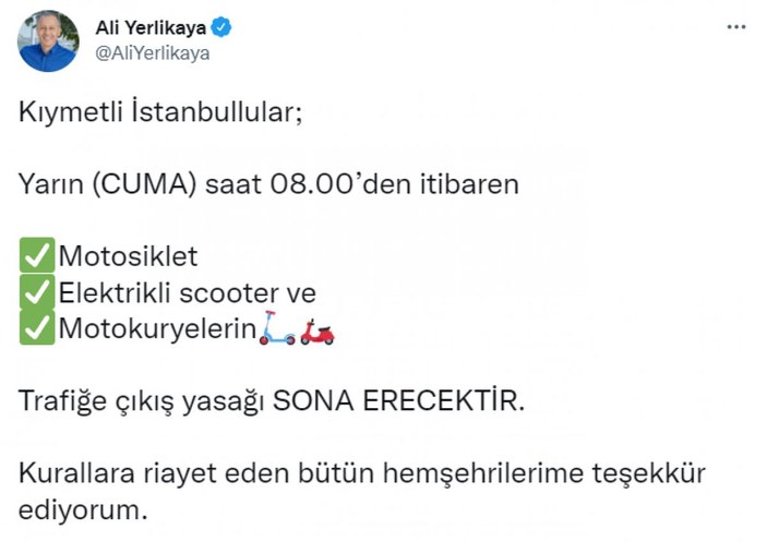 İstanbul'da motokurye yasağı saat kaçta bitecek? Valilik duyurdu