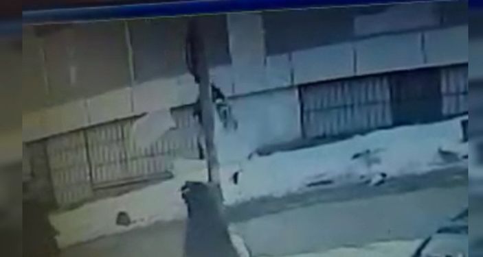 d Sultangazi'de çatıdan düşen kar kütleleri kamerada