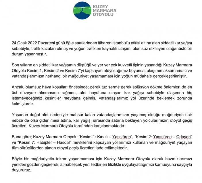 Kuzey Marmara Otoyolu'nu işleten firmaya ceza kesildi