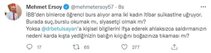 Mehmet Ersoy'dan İmamoğlu'nun burs açıklamasına sert tepki