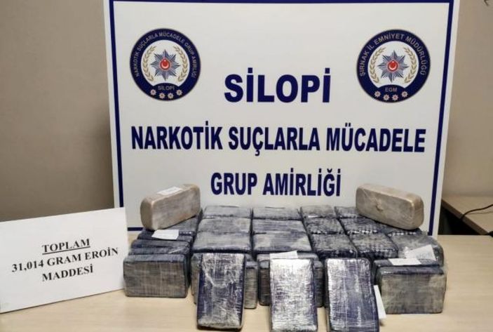 i Şırnak’ta, 31 kilo 14 gram eroin ele geçirildi