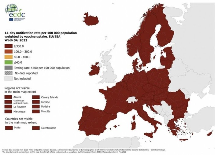 Avrupa'nın korona risk haritasında her yer kırmızıya boyandı
