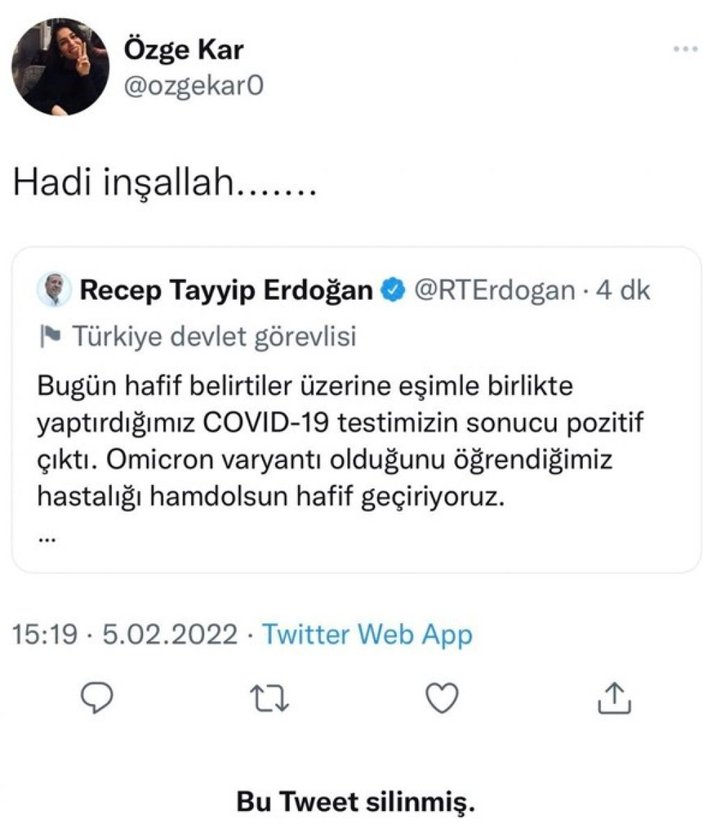 Cumhurbaşkanı Erdoğan için  'Hadi inşallah' diyen editör işten çıkarıldı