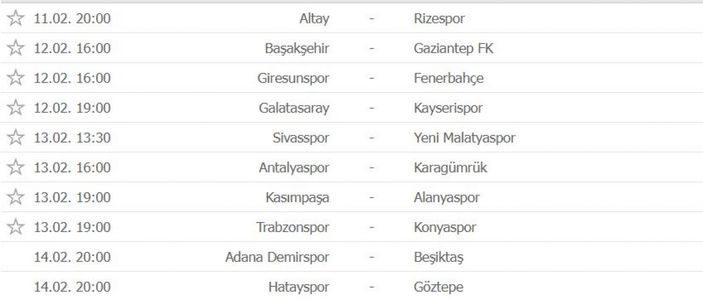 Süper Lig'de 24. haftanın puan durumu