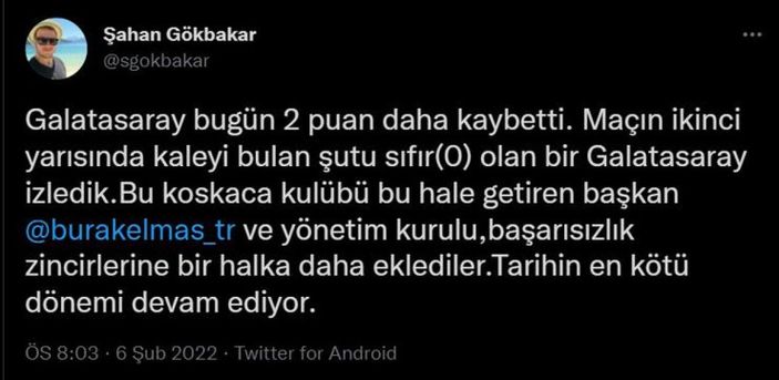 Şahan Gökbakar'dan Burak Elmas'a bir tepki daha