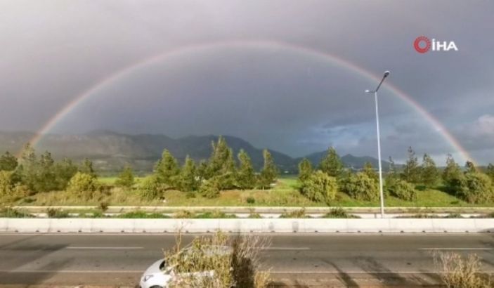 KKTC'de yağmur sonrası gökkuşağı