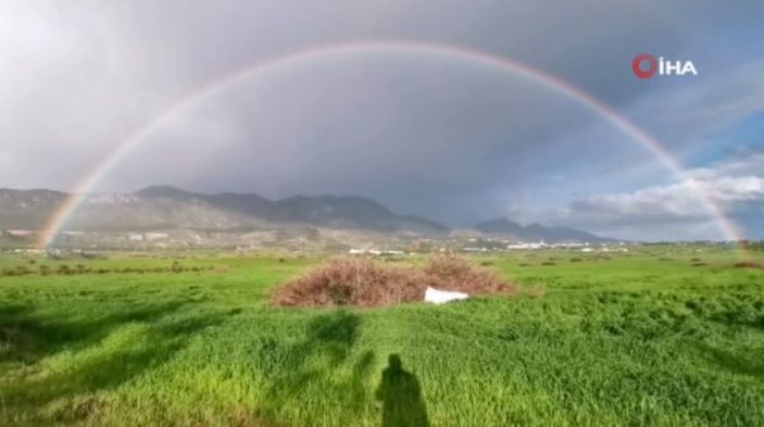 KKTC'de yağmur sonrası gökkuşağı