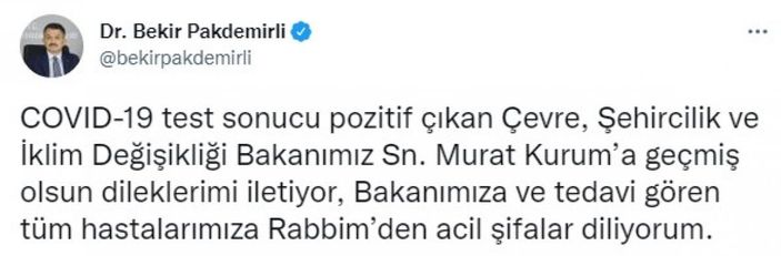 Murat Kurum koronavirüse yakalandı