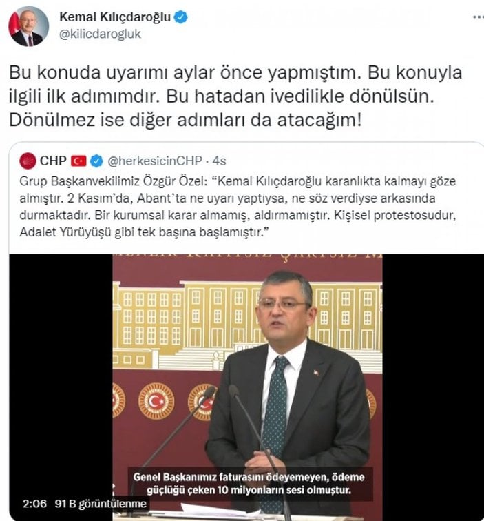 Kılıçdaroğlu'ndan yeni açıklama: Bu hatadan dönülmez ise diğer adımları da atacağım