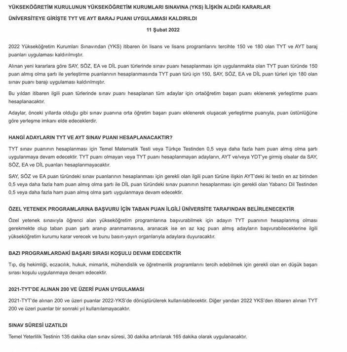 Üniversiteye girişte TYT ve AYT baraj puanı kaldırıldı mı? Üniversite hayali kuranlar dikkat!