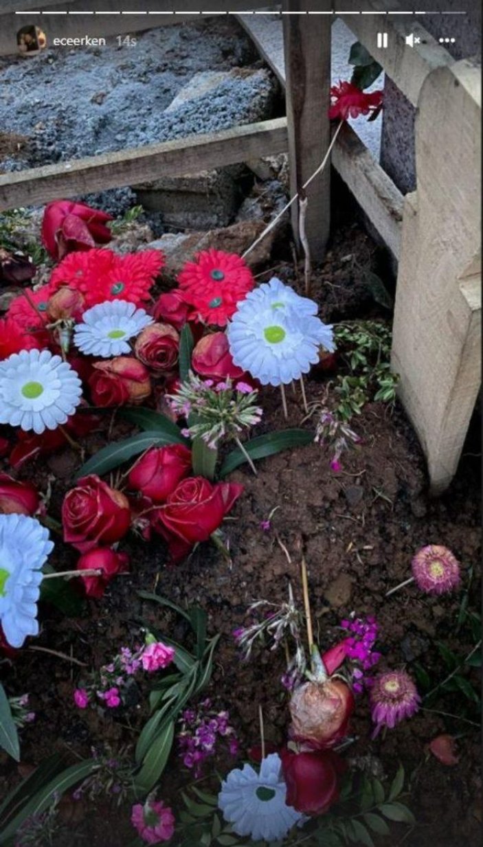Ece Erken, eşinin mezarlığını paylaştı